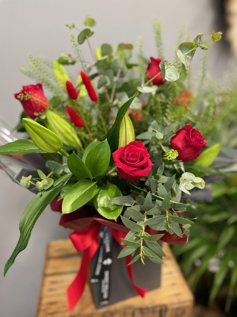 Red Velvet Rose and Lilies