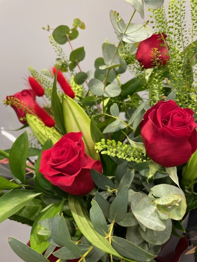 Red Velvet Rose and Lilies