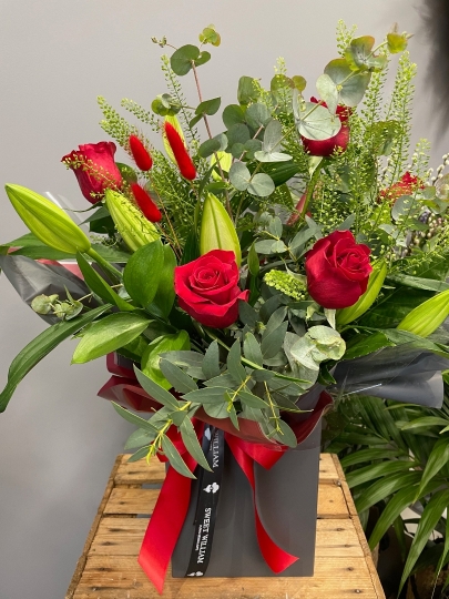 Red Velvet Rose and Lilies